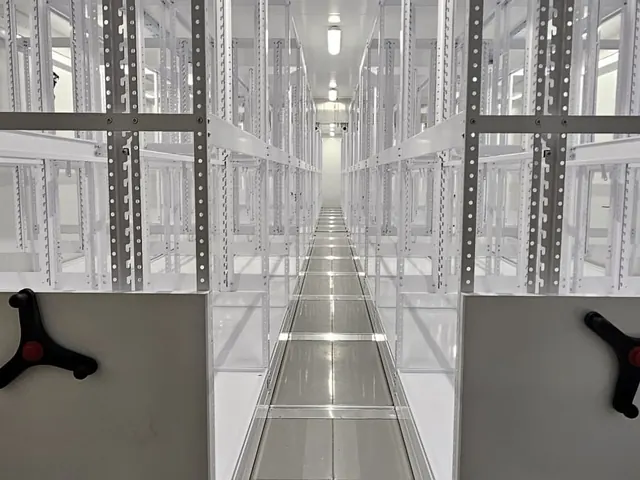 Scaffalature mobili bianche a tutta altezza
